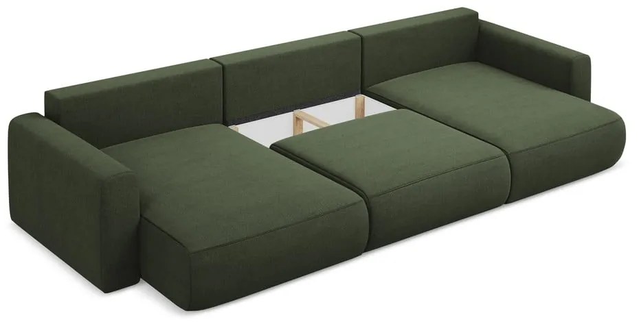 Khaki rozkladacia/s úložným priestorom rohová pohovka (do tvaru "U") Kapua – Makamii