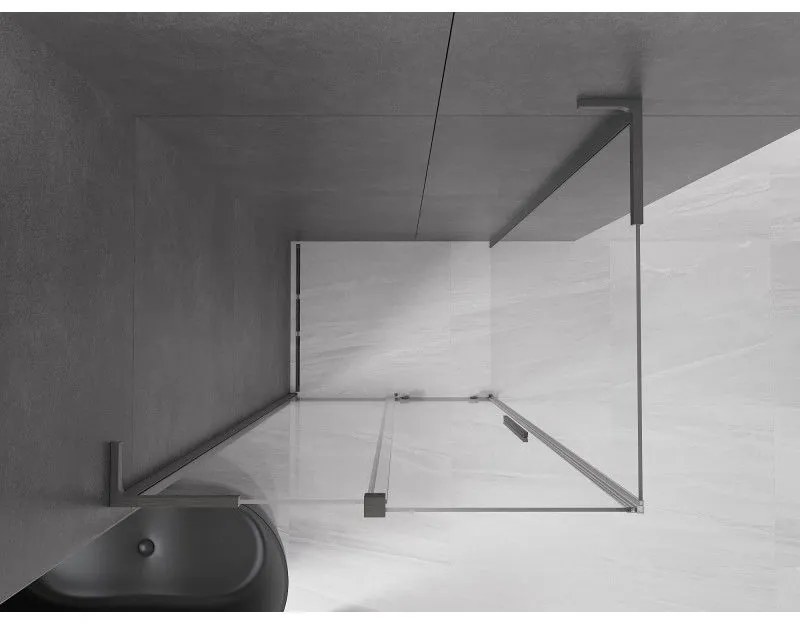 Mexen Velar L, sprchový kút s posuvnými dverami 110 x 85 cm, 8mm číre sklo, grafit brúsený, 871-110-085-03-66