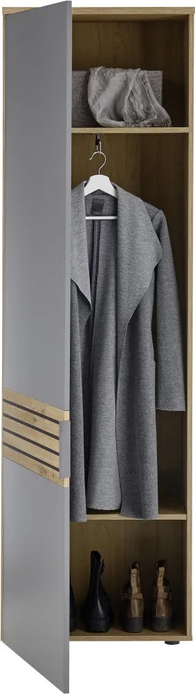 Predsieňová šatníková skriňa Milan, dub artisan/šedá
