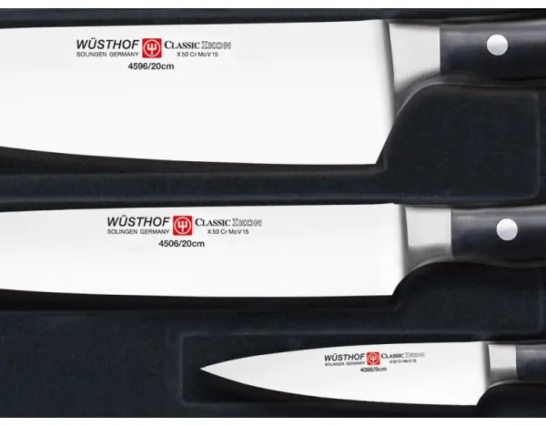 Wüsthof - Sada kuchynských nožov CLASSIC IKON 3 ks čierna
