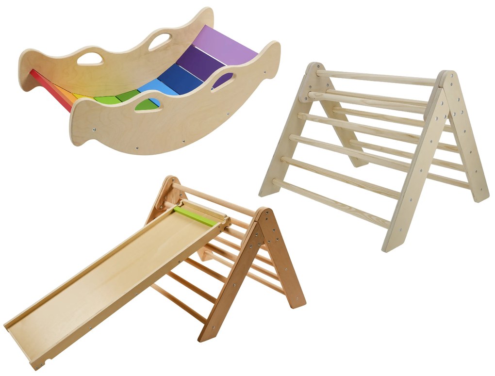 lupilu®  Balančná hojdačka Premium + Trojuholníková preliezka Premium + Rebrík a šmýkačka 2 v 1 Premium  (800011211)