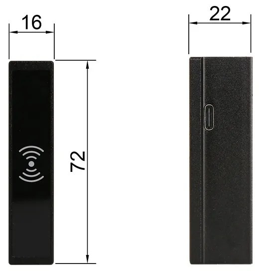 Zámok s čítačkou RFID kariet F131, hliník, čierny