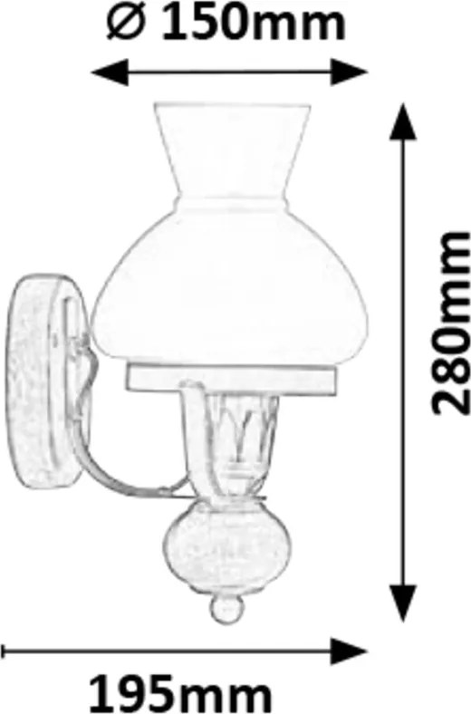 Rabalux PETRONEL nástenná lampa 60W/E27/IP20 - tmavé drevo, čierna