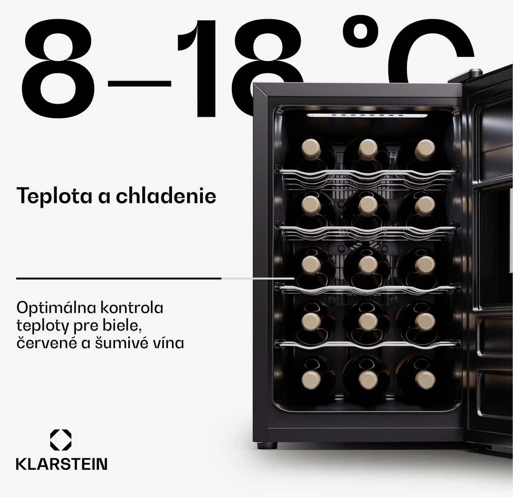 Klarstein Silent Vino 15 Uno Chladnička na víno 41 l / 15 fliaš 5-18 °C Dotyková