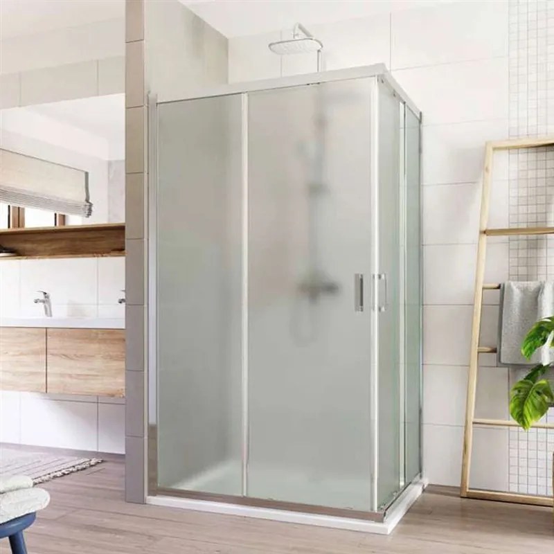 Mereo Mereo, Sprchový set: LIMA, obdĺžnik, 100x120x100x190 cm, chróm ALU, sklo Point vr. vaničky liatý mramor, MER-CK85542KM