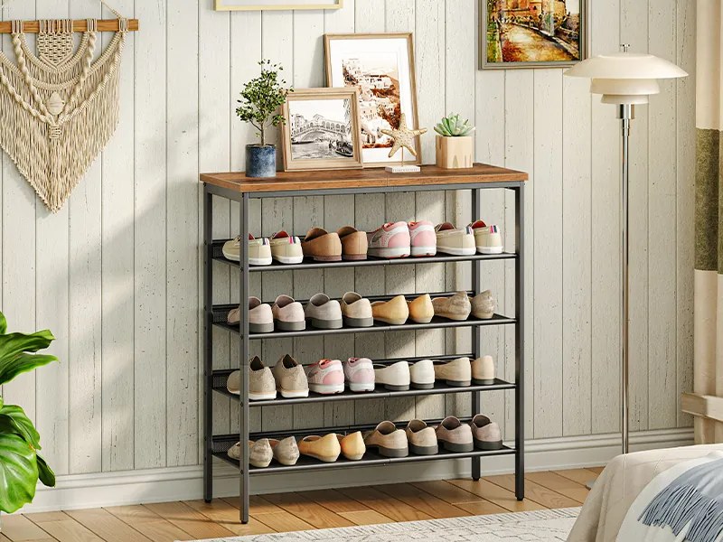 Botník Vasagle Melas 81 cm černý/hnědý