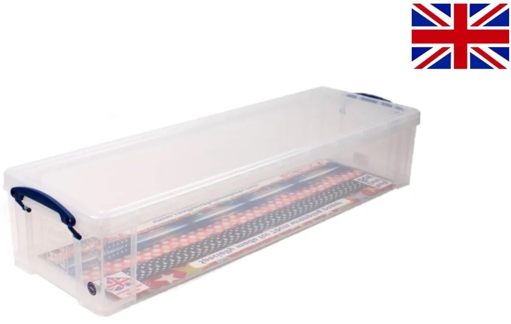 Prosperplast Robustný plastový box na baliace papiere a iné potreby, transparentný, 80x26x16 cm Manutan