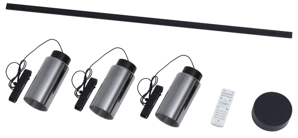 Moderný koľajnicový systém s 3 čiernymi závesnými svetlami 1-fázový - Magnetic Vance