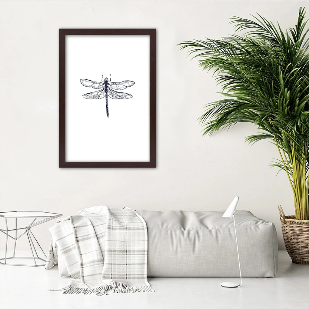Gario Plagát Vážka nakreslená Farba rámu: Bez rámu, Rozmery: 40 x 60 cm