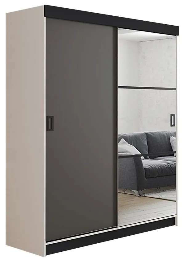 Skriňa Retro 138 5L Biely / Dvierka grafit