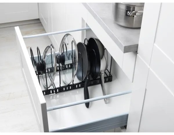 WENKO 53149100 - Držiak na pokrievky a panvice 18x18 cm čierny