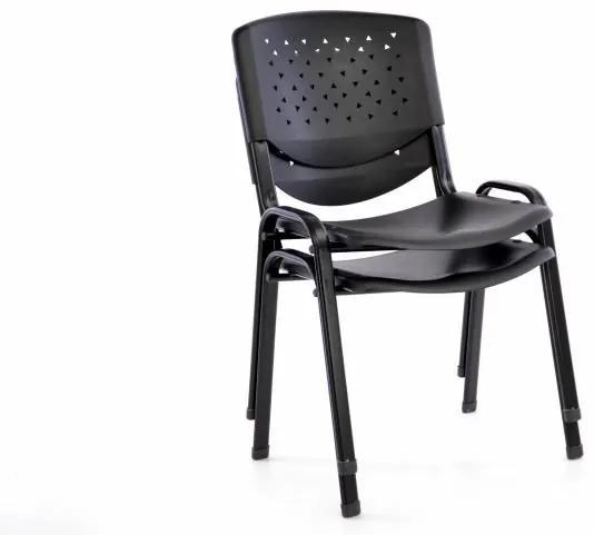 Stohovateľná plastová kancelárska stolička - čierna