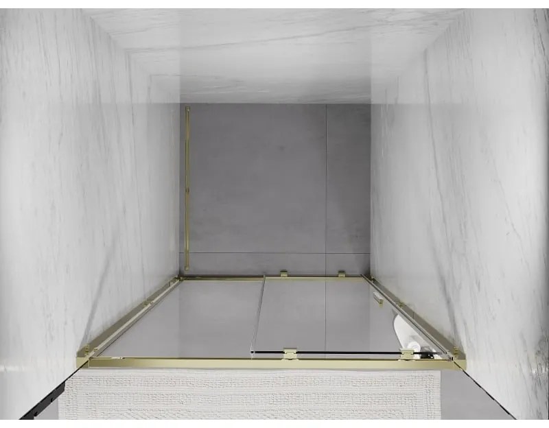 Mexen Exo, posuvné sprchové dvere 115 cm, číre sklo, zlatá, 8151-115-000-50-00