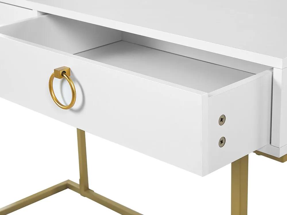 Konzolový stolík s 2 zásuvkami biela/zlatá WESTPORT Beliani
