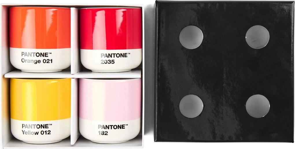 Hrnčeky Pantone 100 ml teplé farby 4 ks