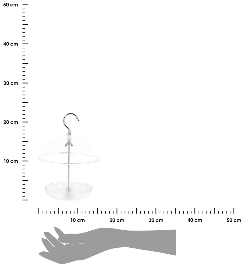 Závesné kŕmidlo pre vtáky Round, 21,5x15,5 cm, plast, transparentná