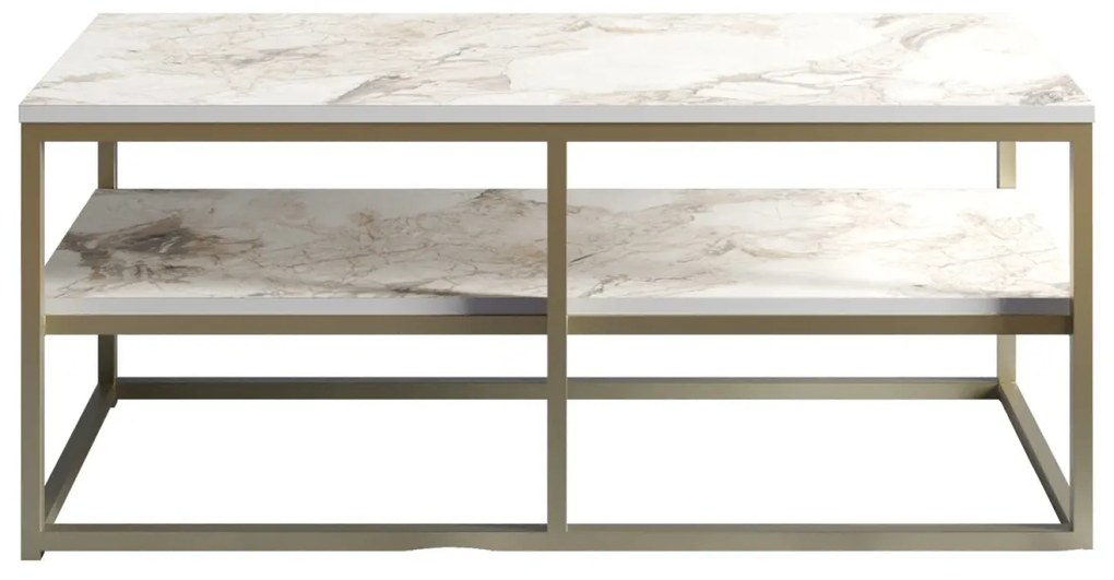 Konferenčný stolík Forteaus zlatý/biely mramor