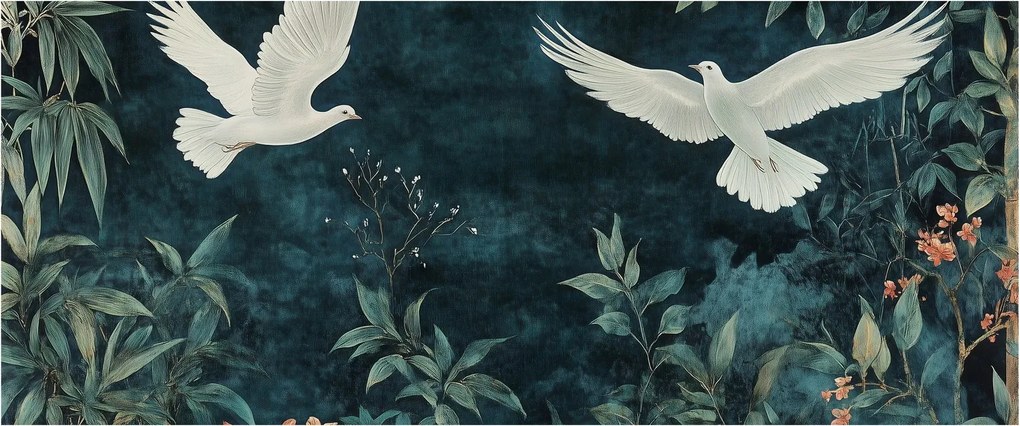 Obraz - Dve holubice (120x50 cm)