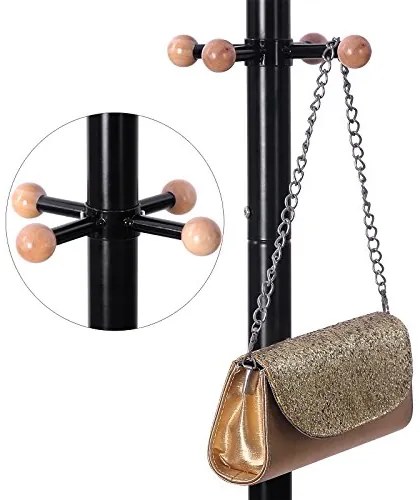 Vešiak na kabáty, kovový, 12hacikov, čierny, 176x49x49cm