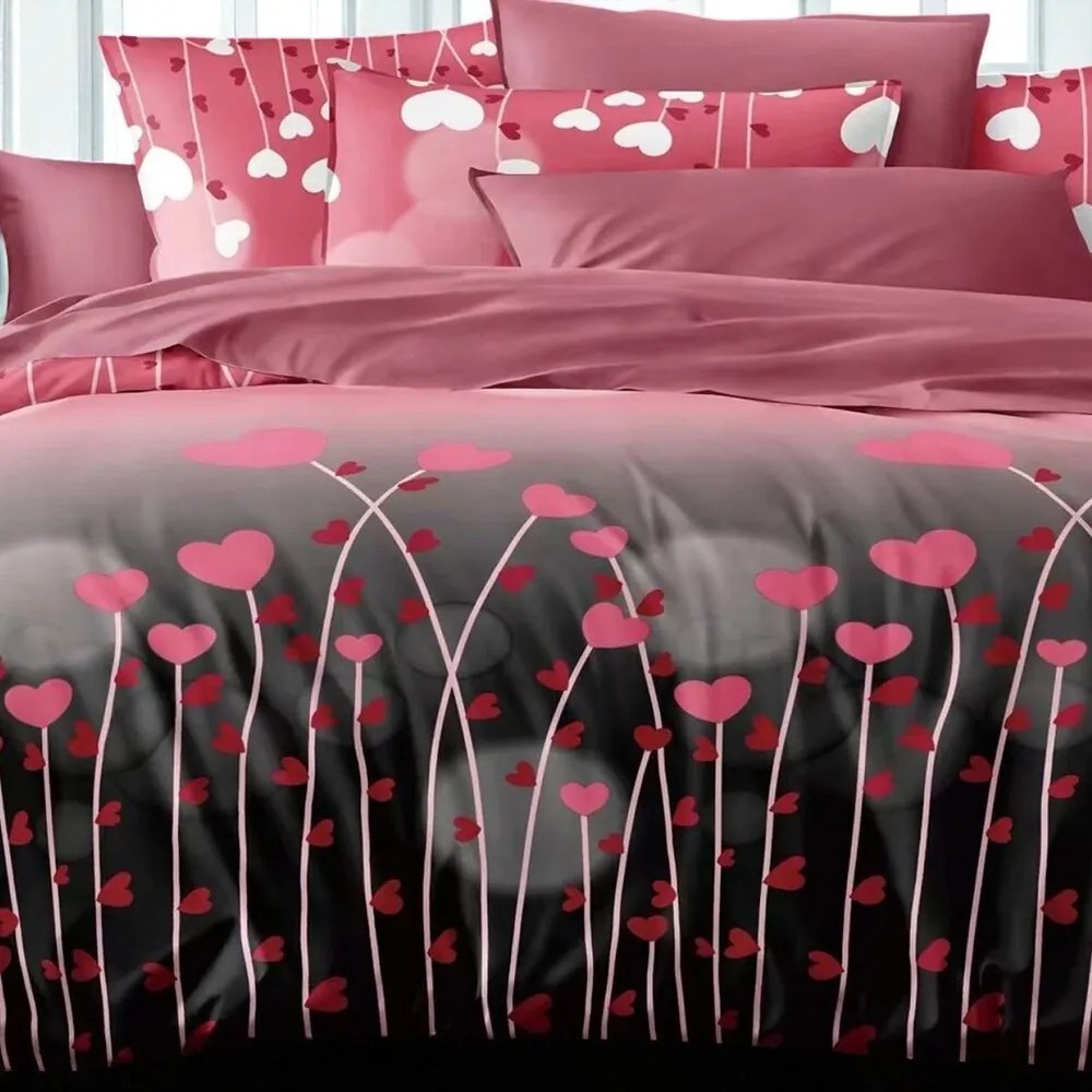Obliečky LIVERA HEARTS PINK 7-dielna sada 140x200 cm