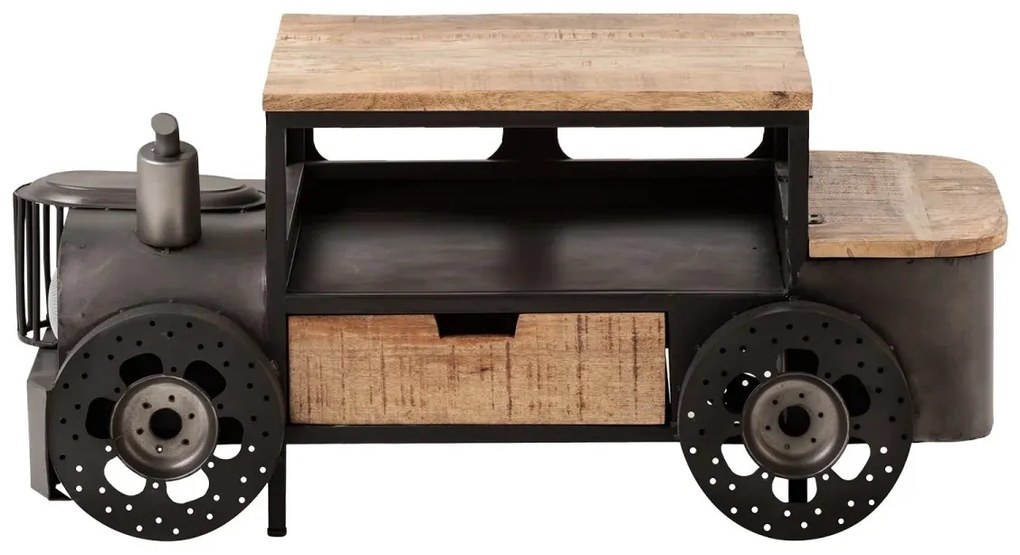 furniture-nabytek.cz - Masívny konferenčný stolík Car II z mangového dreva a kovu, lakovaný, šedý – 102×65×48 cm