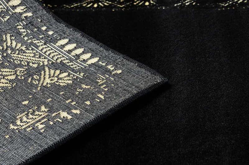 Dywany Łuszczów, Behúň Gloss 408C 86 geometric black/gold, 80x300, čierna, obývacia izba