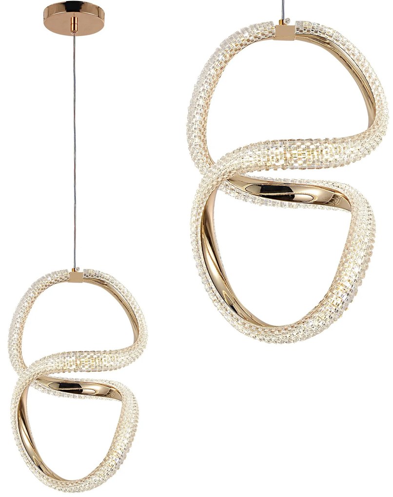 Toolight Toolight, LED závesné svietidlo 24W, 4000K, G077-3CPR, zlatá, OSW-08667