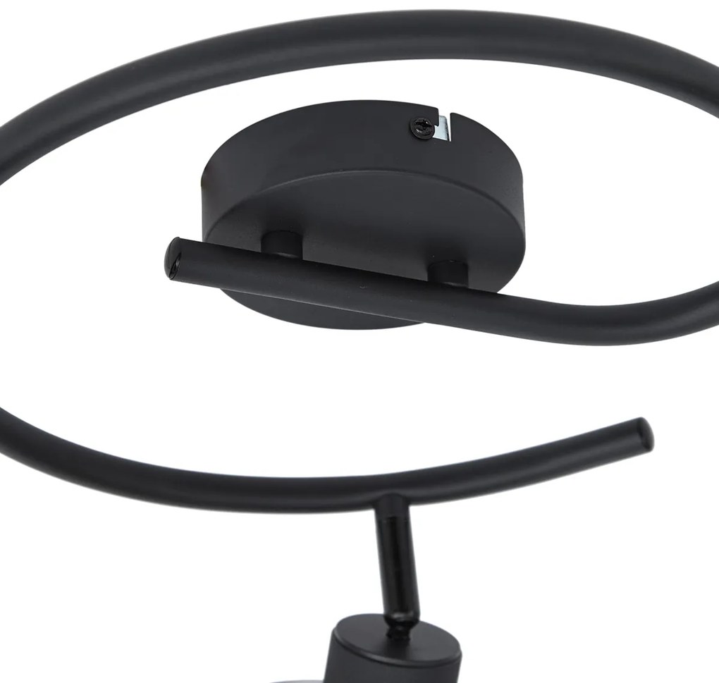 Dizajnový stropný reflektor čierny s dymovým sklom okrúhly s 3 svetlami - Domo