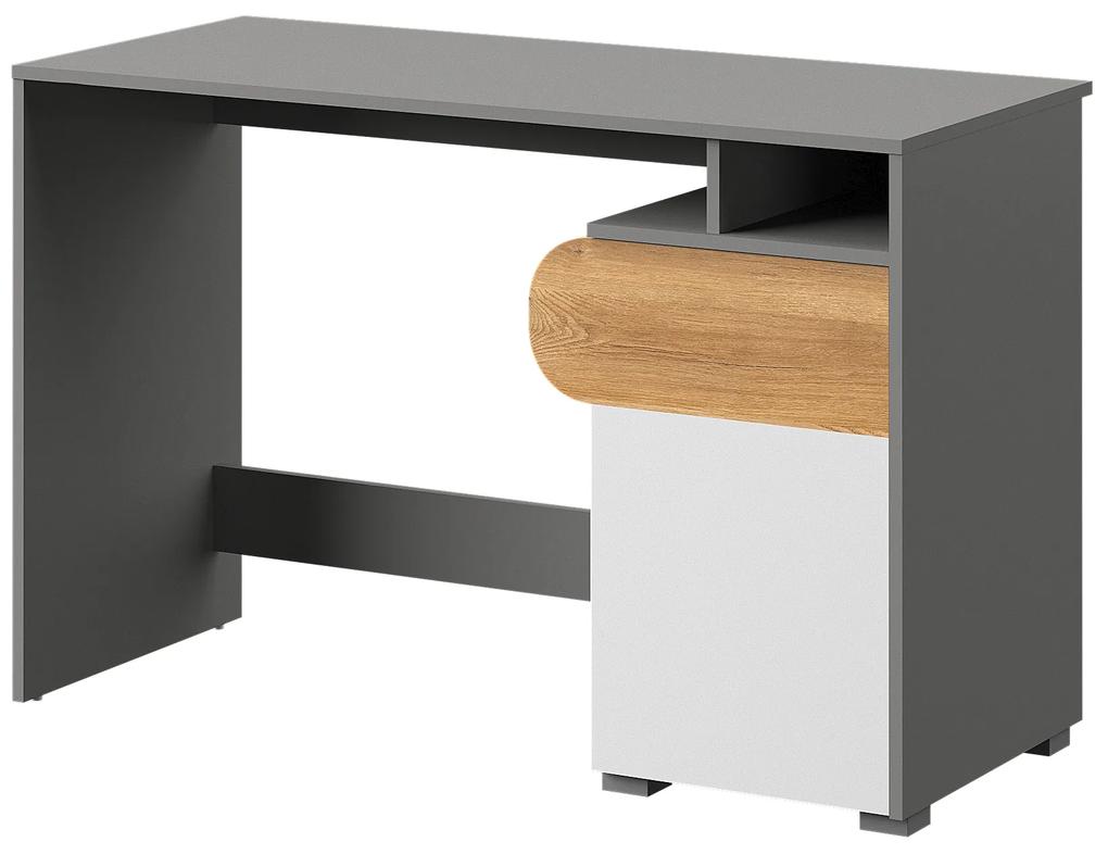 Písací stôl typ CA8 Caryl (svetlý grafit + leskla biela + dub nash). Vlastná spoľahlivá doprava až k Vám domov. 1040648