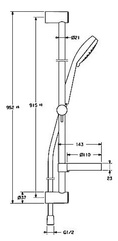 HANSA Unita termostatická sprchová batéria nástenná, ručná sprcha priemer 95 mm 3jet, 91,5 cm sprchová tyč a 175 cm hadica, chróm, 48130131