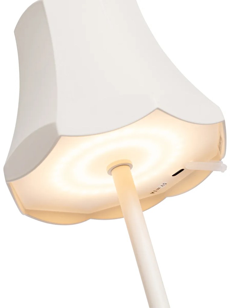 Retro stolná lampa nabíjateľná IP44 smotanová - Granny