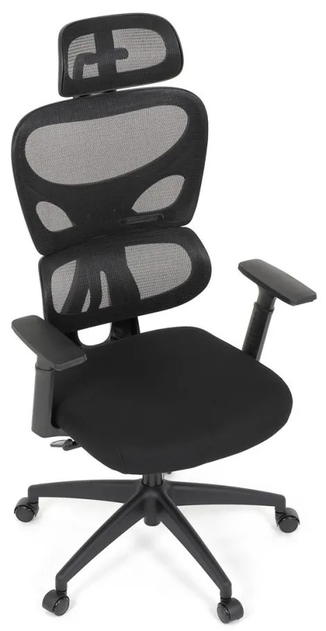Kancelárska ergonomická stolička GRANT - sieť, látka, čierna