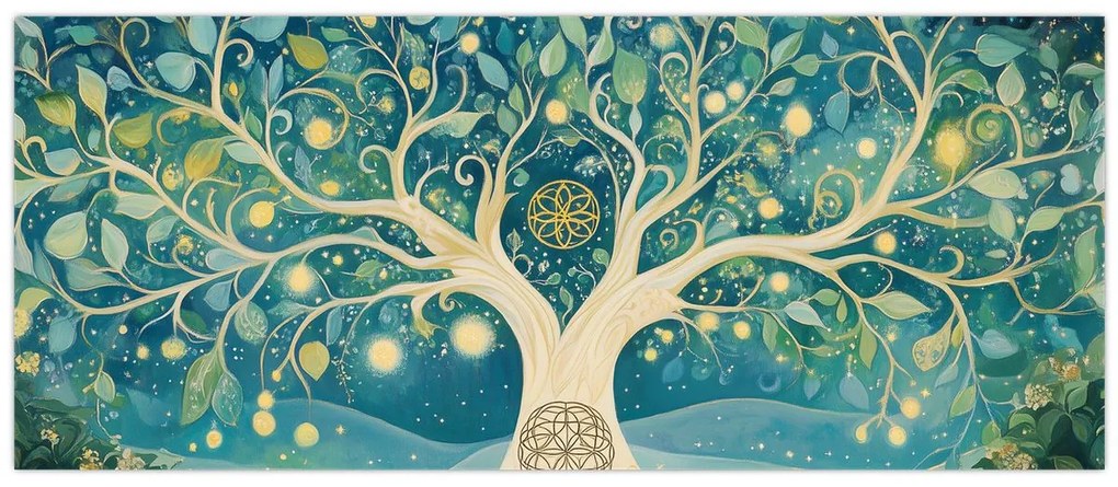 Obraz – Magický strom so špirálami (120x50 cm)