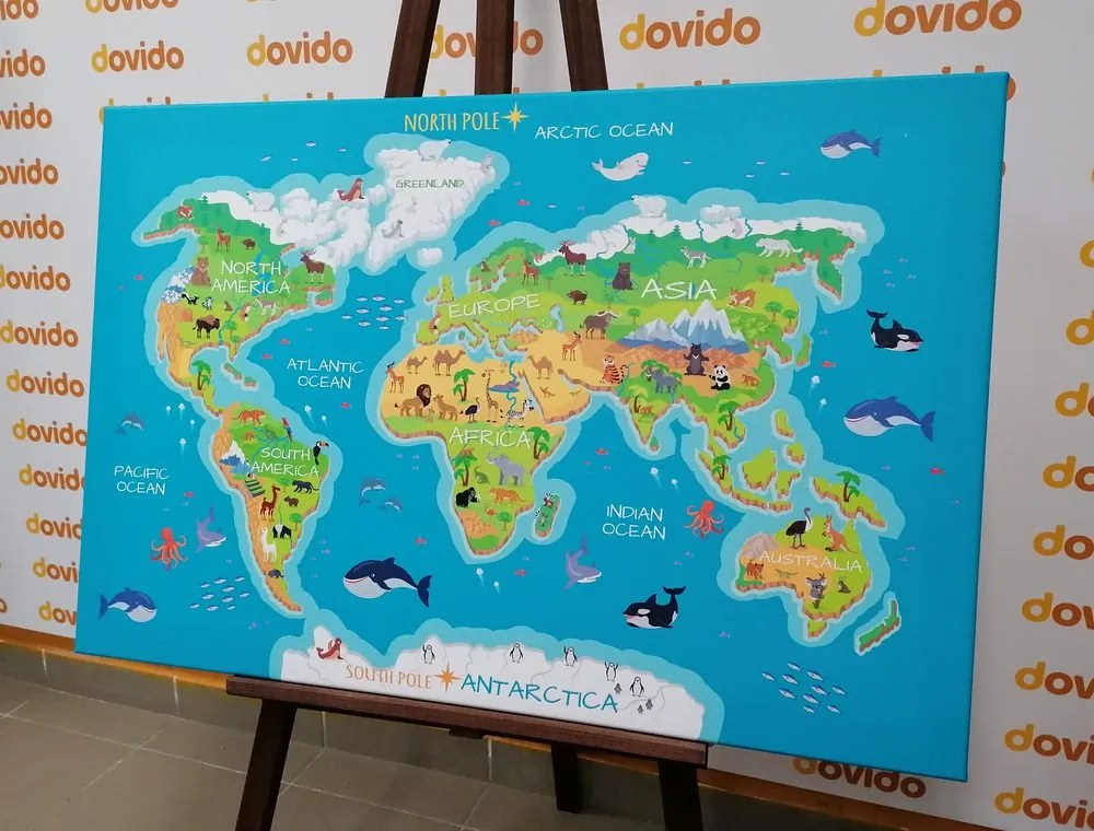Obraz zemepisná mapa sveta pre deti