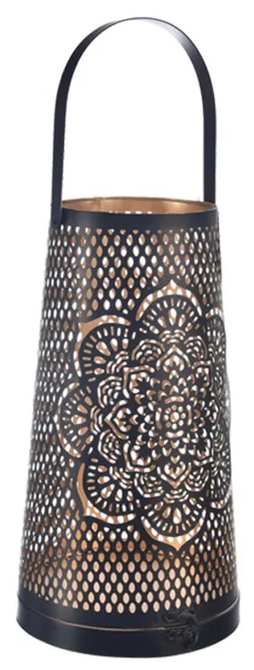 InDecor Kovový svietnik Mandala čierna, 17 x 17 x 30 cm, L