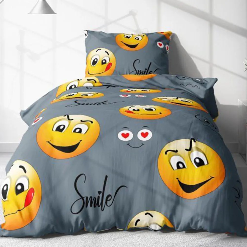 Bavlnené posteľné obliečky smile emoji 4-dielne