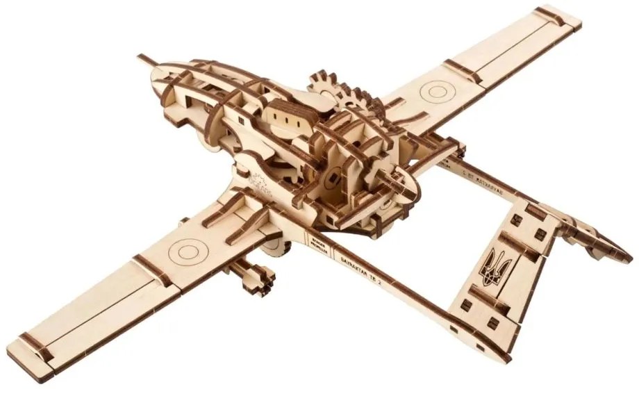 Ugears 3D drevené mechanické puzzle Bojový dron Bayraktar TB2