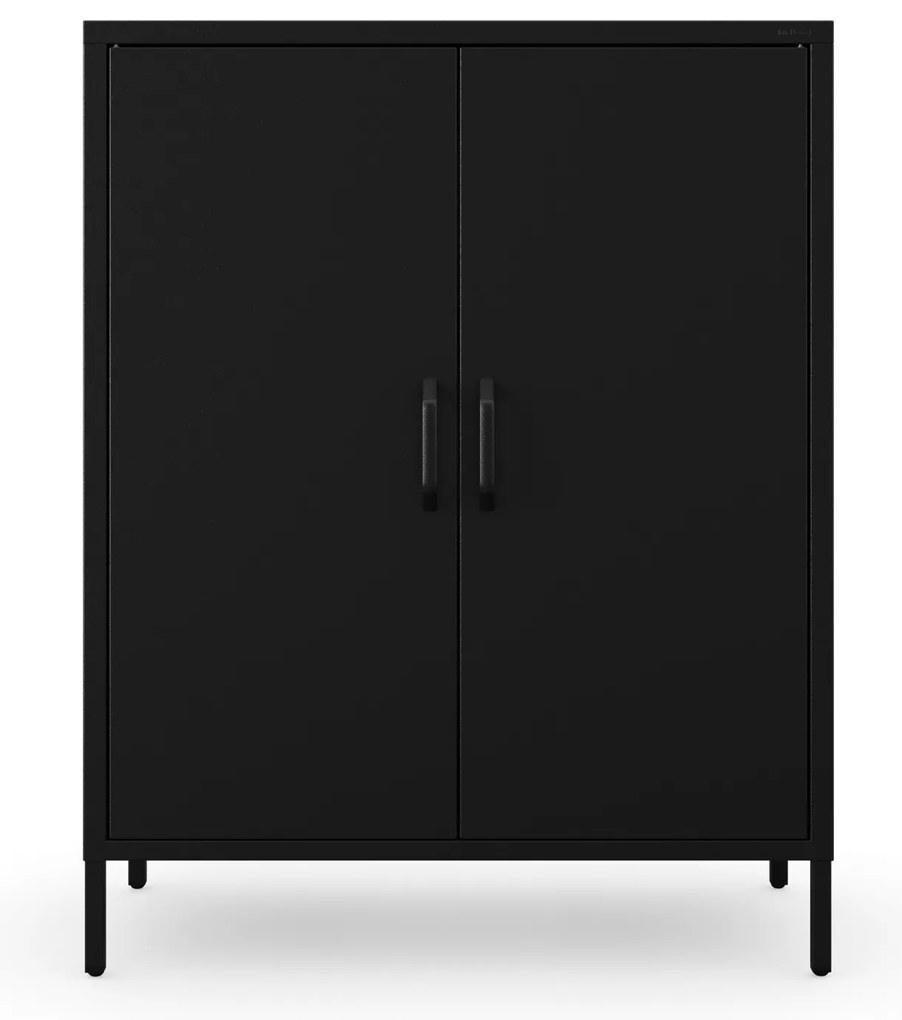 Čierna skrinka s policami na nožičkách kovová VITO Modern 800 x 1015 x 400 mm