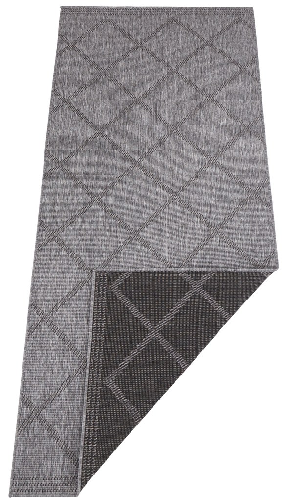 NORTHRUGS - Hanse Home koberce Kusový koberec Twin Supreme 103757 Black / Anthracite – na von aj na doma - 80x250 cm