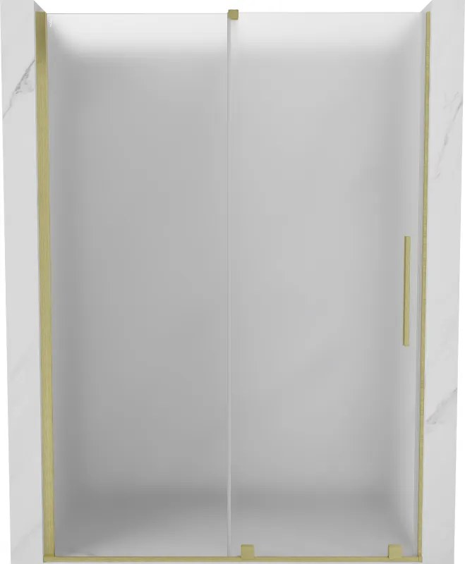 Mexen Velar, posuvné sprchové dvere do otvoru 160 cm, 8mm sklo námraza, zlatá matná, 871-160-000-31-55