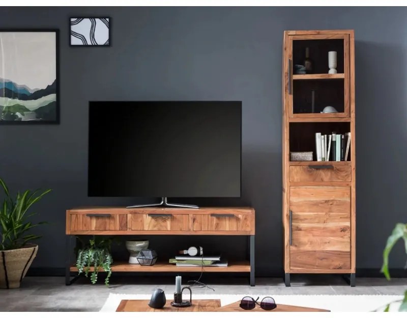 furniture-nabytek.cz - Masívna nástenná skriňa Sydney II z akácie, lakovaná, hnedá