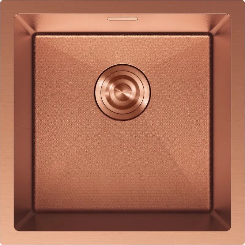 Mexen Trixo, 1-komorový nerezový drez 440 x 440 mm, brúsená meď, vzor voština, 6413441000-65HC