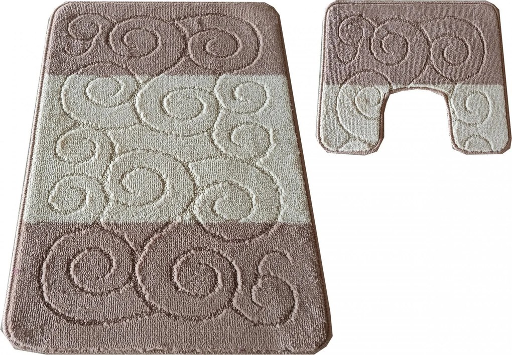 Súprava kúpeľňových predložiek s výrezom TÁŇA - waves - béžová