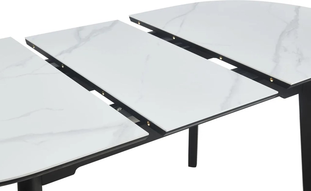 Vintino Rozkladací jedálenský stôl ELIAN 140–180 cm – biely mramor / čierna