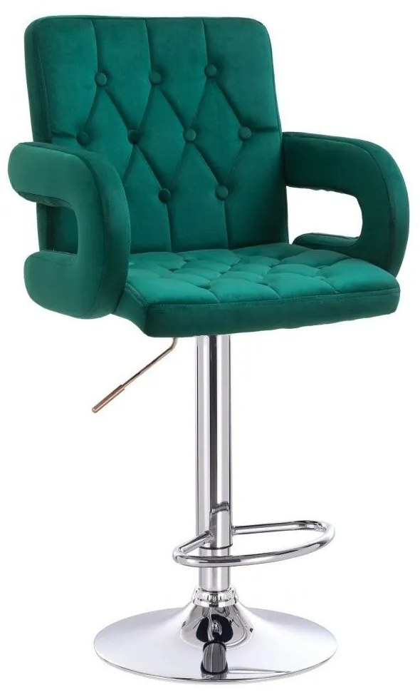 LuxuryForm DESIGN Barová stolička BOSTON VELUR na striebornom tanieri - zelená
