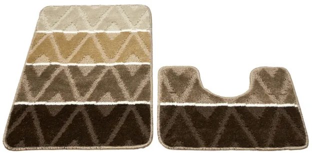Sada kúpeľňových koberčekov PALMA béžová / hnedá, kosoštvorce