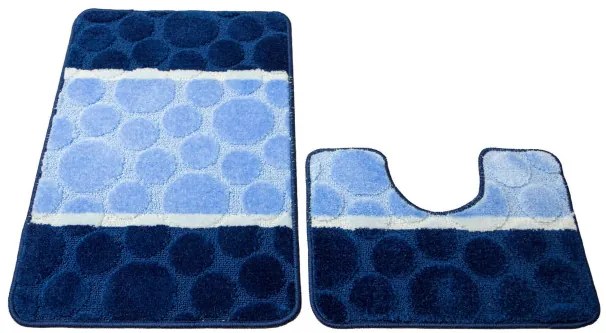 Sada kúpeľňových koberčekov SIENA modrá, pruhy / bodky