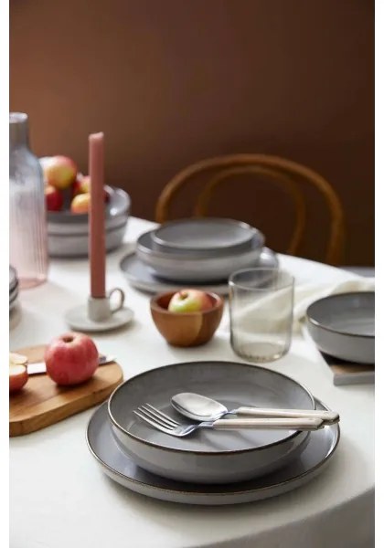 Jedálna sada 12 ks sivá/porcelán