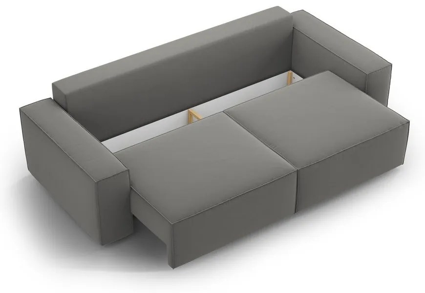 Svetlosivá zamatová rozkladacia/s úložným priestorom pohovka 247 cm Jodie – Micadoni