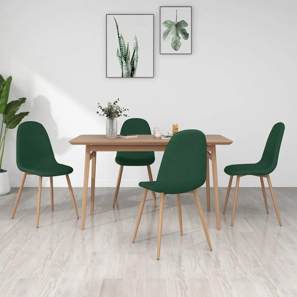 vidaXL Jedálenské stoličky 4 ks zelené látkové